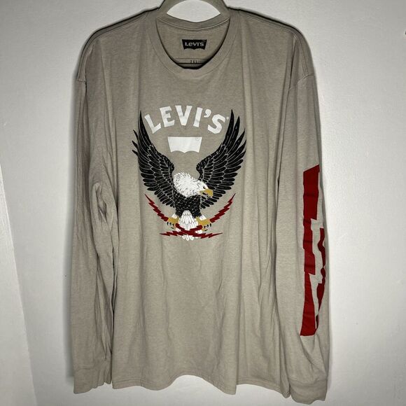 Levi's T-Shirt Men's Size2XLarge  Long Sleeve Crew eagle Graphic -lightweight - Picture 1 of 8